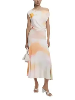 "Desigual Sommerkleid Orange, Ärmellos & U-Boot-Ausschnitt"