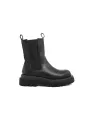 Schwarze Leder Stiefeletten mit Absatz
