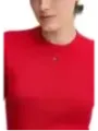"Tommy Hilfiger Jeans T-Shirts im Sale | Tommy Hilfiger Damen Bio Baumwolle TShirt Rot Kurzarm online kaufen"|Planet-Deluxe
