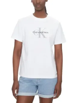 Calvin Klein Damen T-Shirt Weiß mit Print – Herbst/Winter 