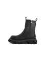 Schwarze Lederstiefel mit dickem Absatz