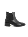 Schwarze Leder-Wingtip-Stiefelette