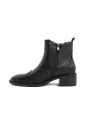 Schwarze Leder Stiefeletten mit Absatz