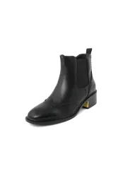 Schwarze Leder Chelsea Stiefelette Herren