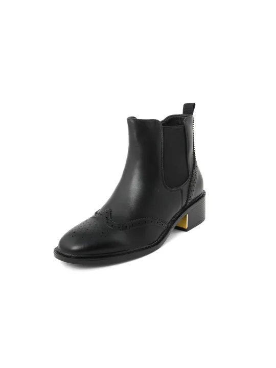 Schwarze Leder Chelsea Stiefelette Herren