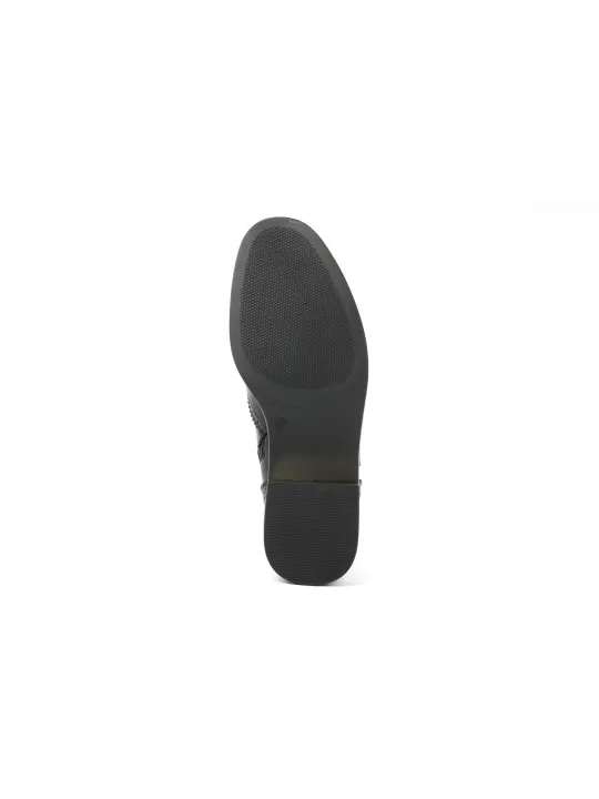 Schwarze Leder Stiefeletten mit Schnalle