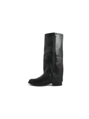 Schwarze Lederstiefel mit Reißverschluss