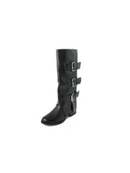 Schwarze Lederstiefel mit Schnallen