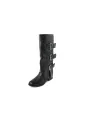 Schwarze Lederstiefel mit Schnallen