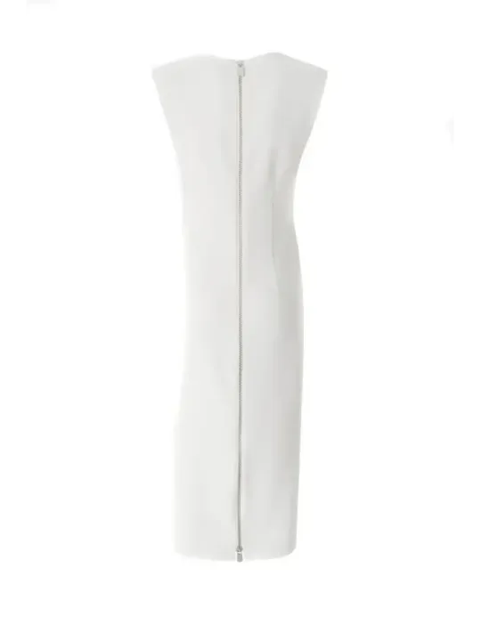 "Pinko Kleider im Sale | Pinko 487323 - Elegantes Weißes Herbst/Winter Kleid für Damen mit Eckigem Ausschnitt und Reißverschluss online kaufen"|Planet-Deluxe