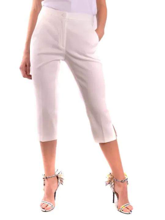 "Moschino Hosen im Sale | Moschino Damenhose 487174 - Elegante Frühlings-/Sommerhose in Weiß mit Reißverschluss und Knopfverschluss, aus 98% Baumwolle  online kaufen"|Planet-Deluxe