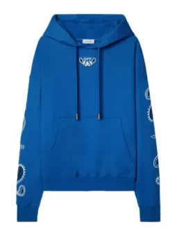 Offwhite Herren Fleece Hoodie Azurblau – Herbst/Winter