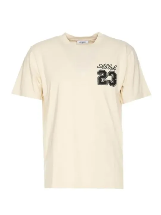 "Off-White T-Shirts im Sale | Offwhite Herren TShirt Beige Druck Herbst Winter online kaufen"|Planet-Deluxe