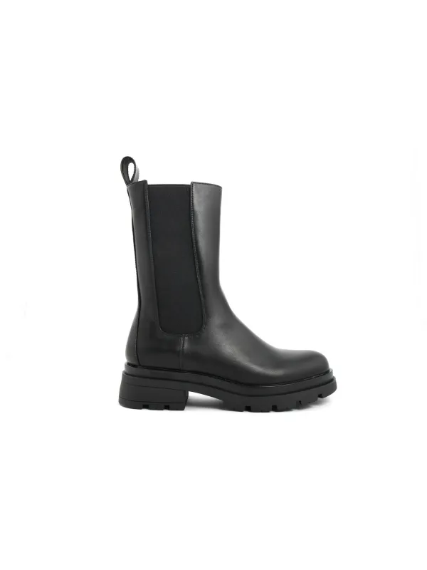Schwarze Leder Chelsea Stiefeletten Schwarze Leder Chelsea Stiefeletten