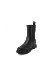 Schwarze Leder Chelsea-Stiefeletten Attitude