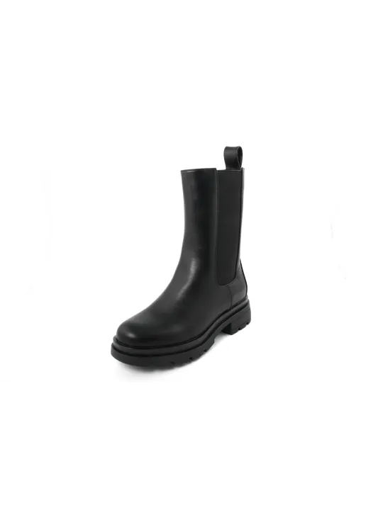 Schwarze Leder Chelsea-Stiefeletten Attitude