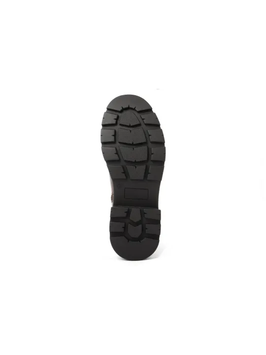 Schwarze Leder Stiefeletten mit Profilsohle