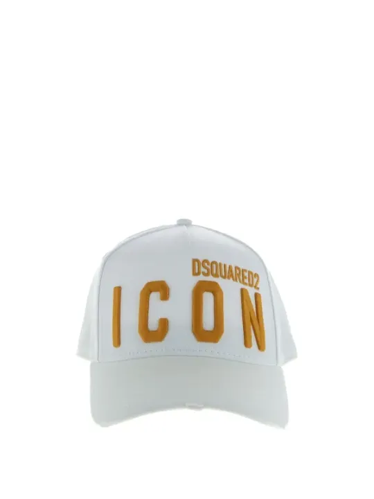 "Dsquared2 Caps & Mützen im Sale | Dsquared2 Herren Sommerhut Weiß mit Druck Baumwolle online kaufen"|Planet-Deluxe