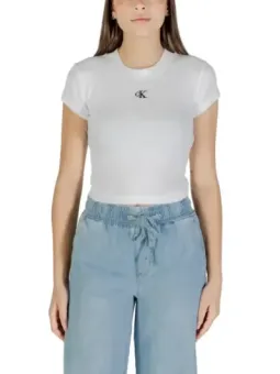 "Calvin Klein Damen Herbst T-Shirt - Weiß, Rundhals"