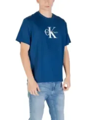 "Calvin Klein Jeans T-Shirts im Sale | Calvin Klein Jeans Herren T-Shirt Blau Druck Kurzarm online kaufen"|Planet-Deluxe