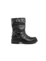 Schwarze Lederstiefel mit Schnallenriemen