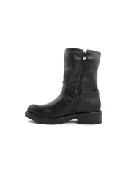 Schwarze Lederstiefelette mit Reißverschluss