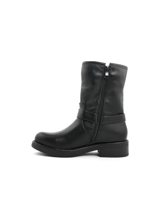 Schwarze Lederstiefelette mit Reißverschluss