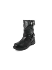 Schwarze Lederstiefeletten mit Riemen
