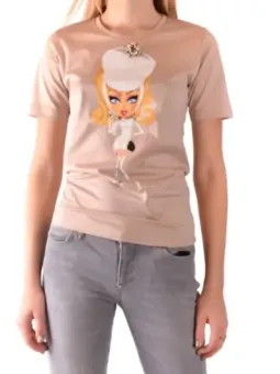 "Damen T-Shirt Beige Rundhals Baumwolle – Dsquared"