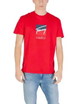 "Tommy Hilfiger Herbst T-Shirt Rot aus Bio-Baumwolle"