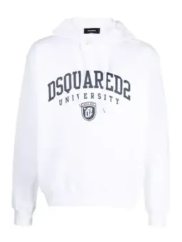 "Dsquared Herren Fleece Hoodie Weiß - Bequemer Style"