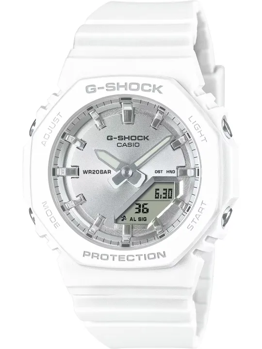 Weißes Casio Digitaluhr mit Octagongehäuse