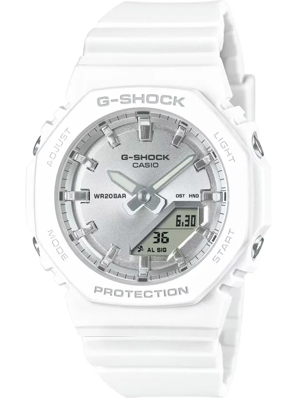 Weißes Casio Digitaluhr mit Octagongehäuse