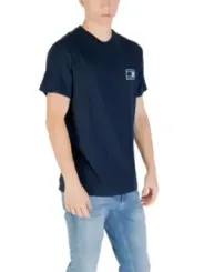 "Tommy Hilfiger Jeans T-Shirts im Sale | Tommy Hilfiger Herren TShirt Blau Druck Bio Baumwolle online kaufen"|Planet-Deluxe