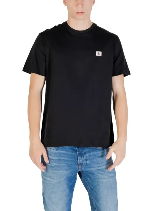 "Calvin Klein Jeans T-Shirts im Sale | Calvin Klein Herren T-Shirt Schwarz Herbst-Winter 100% Baumwolle online kaufen"|Planet-Deluxe