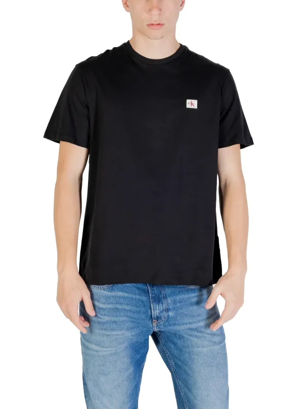 "Calvin Klein Jeans T-Shirts im Sale | Calvin Klein Herren T-Shirt Schwarz Herbst-Winter 100% Baumwolle online kaufen"|Planet-Deluxe