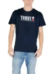 "Tommy Hilfiger Jeans T-Shirts im Sale | Tommy Hilfiger Jeans Herren TShirt Blau Druck Bio Baumwolle online kaufen"|Planet-Deluxe