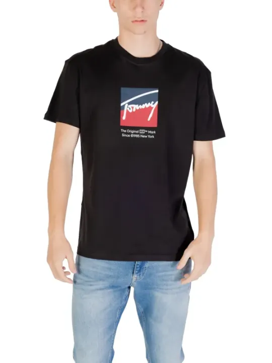 "Tommy Hilfiger Jeans T-Shirts im Sale | Tommy Hilfiger Herren Bio-Baumwoll T-Shirt Schwarz online kaufen"|Planet-Deluxe