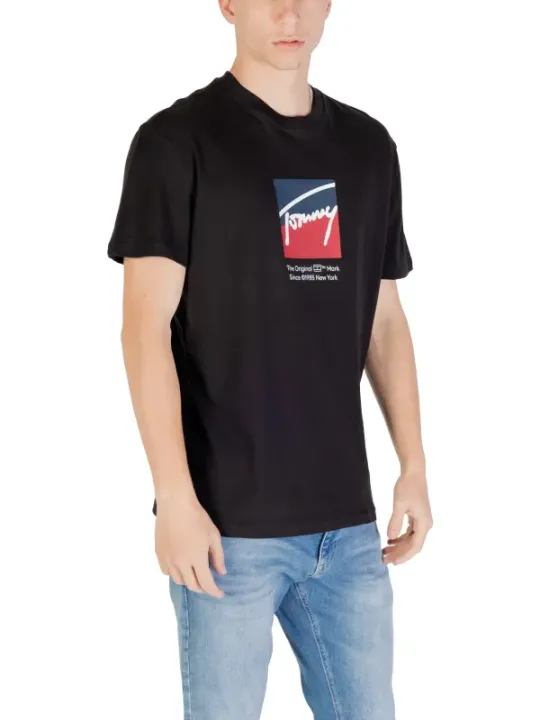 "Tommy Hilfiger Jeans T-Shirts im Sale | Tommy Hilfiger Herren Bio-Baumwoll T-Shirt Schwarz online kaufen"|Planet-Deluxe