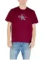 "Calvin Klein Jeans T-Shirts im Sale | Calvin Klein Herren Bordeaux Druck TShirt Herbst Winter online kaufen"|Planet-Deluxe