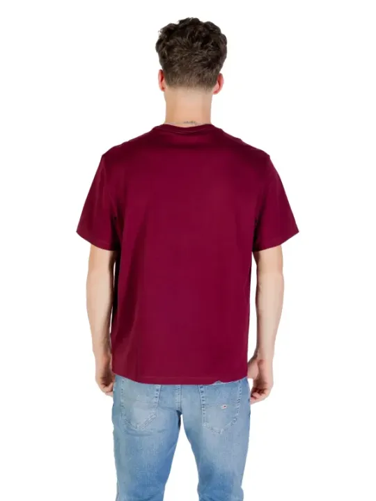 "Calvin Klein Jeans T-Shirts im Sale | Calvin Klein Herren Bordeaux Druck TShirt Herbst Winter online kaufen"|Planet-Deluxe