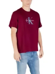"Calvin Klein Jeans T-Shirts im Sale | Calvin Klein Herren Bordeaux Druck TShirt Herbst Winter online kaufen"|Planet-Deluxe