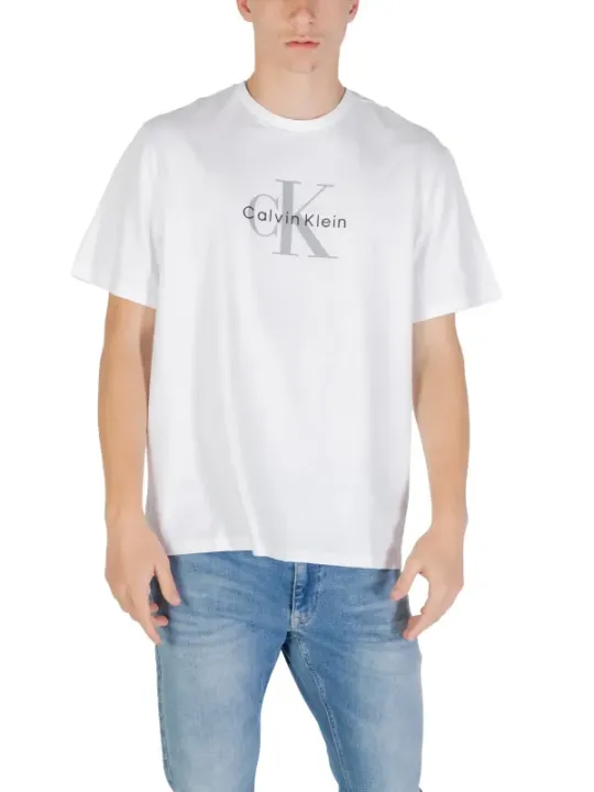 "Calvin Klein Jeans T-Shirts im Sale | Calvin Klein Herbst TShirt Herren Weiß Druck Kurzarm online kaufen"|Planet-Deluxe