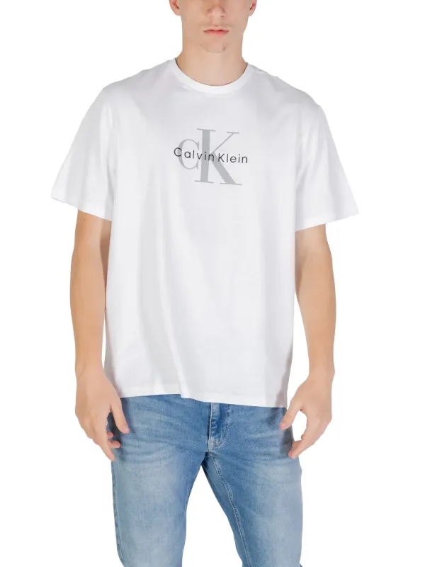 "Calvin Klein Jeans T-Shirts im Sale | Calvin Klein Herbst TShirt Herren Weiß Druck Kurzarm online kaufen"|Planet-Deluxe