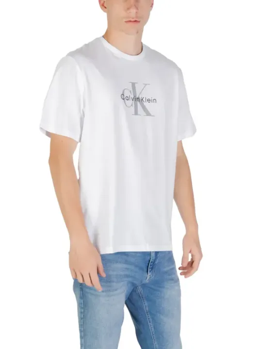 "Calvin Klein Jeans T-Shirts im Sale | Calvin Klein Herbst TShirt Herren Weiß Druck Kurzarm online kaufen"|Planet-Deluxe