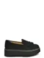 Schwarzer Leder-Loafer mit Plateausohle