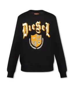 "Diesel Herren Fleece Sweatshirt - Schwarz, Rundhals, Langarm"