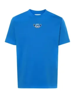 Offwhite Herren T-Shirt Azurblau Baumwolle Herbst/Winter