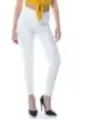 Creme Jeans hohe Taille gerades Bein