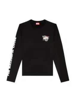 Diesel Herren Fleece Sweatshirt Schwarz Baumwolle Langarm
